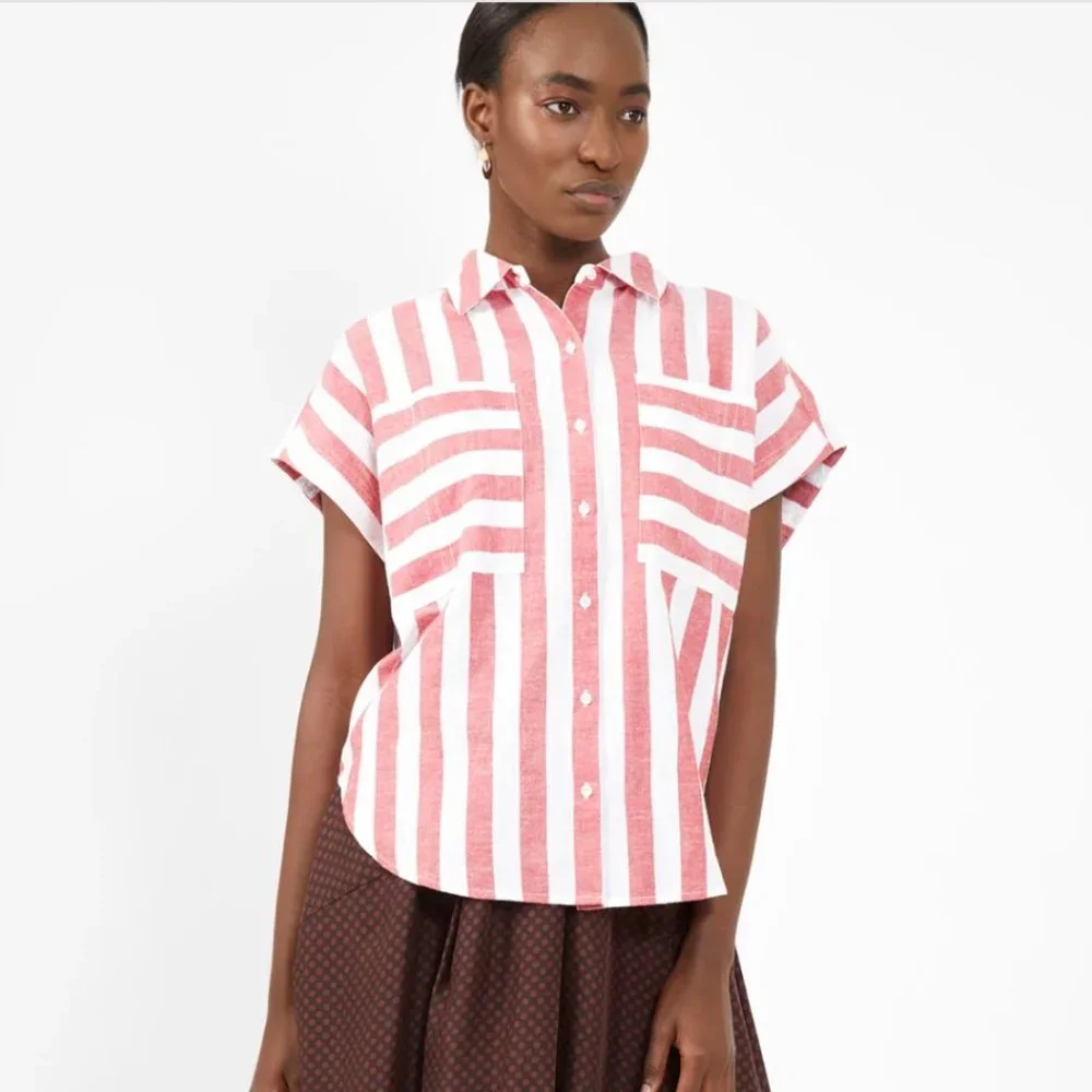Apiece Apart Soller Top Red & White Stripe Size XS NWT Linen and Cotten Blend!!
